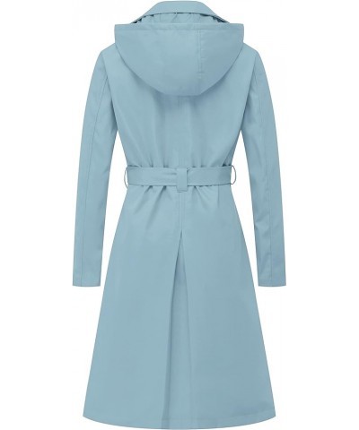 Women's Long Trench Coat Double-Breasted Classic Lapel Overcoat Belted Slim Outerwear Coat with Detachable Hood Blue $39.04 C...