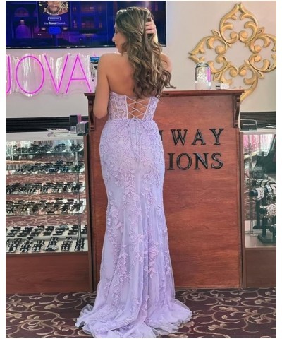 Women's Lace Flower Appliques Prom Dresses Long Mermaid Tulle Formal Evening Party Gowns Grape $38.25 Dresses