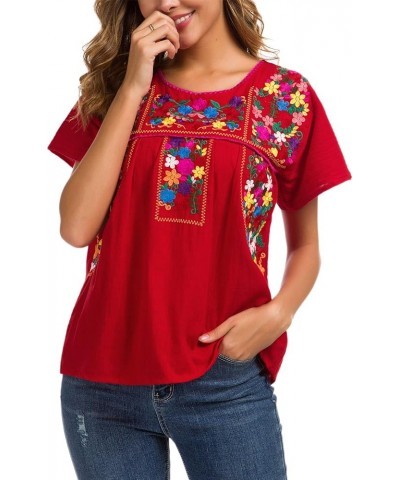 Women's Embroidered Mexican Peasant Blouse Mexico Summer Shirt Short Sleeve X290r $19.46 Blouses