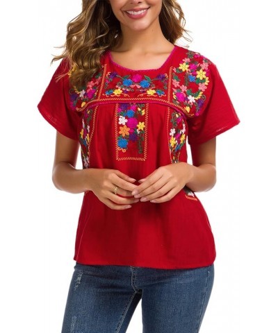 Women's Embroidered Mexican Peasant Blouse Mexico Summer Shirt Short Sleeve X290r $19.46 Blouses