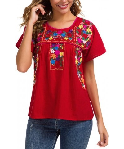 Women's Embroidered Mexican Peasant Blouse Mexico Summer Shirt Short Sleeve X290r $19.46 Blouses