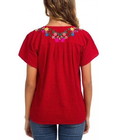 Women's Embroidered Mexican Peasant Blouse Mexico Summer Shirt Short Sleeve X290r $19.46 Blouses