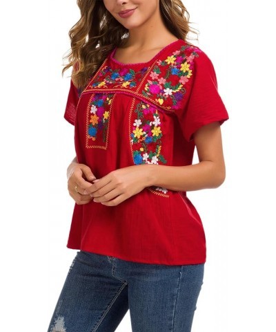 Women's Embroidered Mexican Peasant Blouse Mexico Summer Shirt Short Sleeve X290r $19.46 Blouses