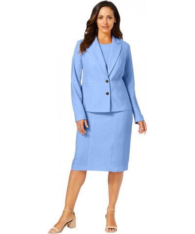 Women's Plus Size Two Piece Single Breasted Jacket Dress Suit Outfit French Blue $52.90 Suits