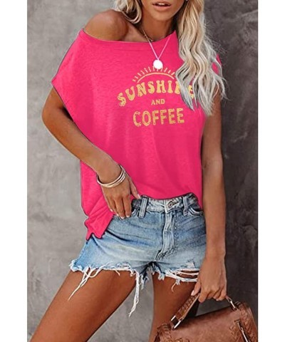 Women's Cap Sleeve Tank Tops V Neck Solid Print Casual Short Sleeve Loose Basic Shirt Rosered+suncoffee $11.07 Tops