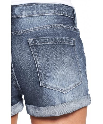 Women's Ripped Denim Jean Shorts High Waisted Stretchy Folded Hem Short Jeans A1 Mist Blue $16.45 Shorts