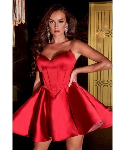 Sweetheart Short Homecoming Dresses for Teens Strapless Boned Bodice Corset Prom Dress Formal Cocktail Evening Gown Burgundy ...