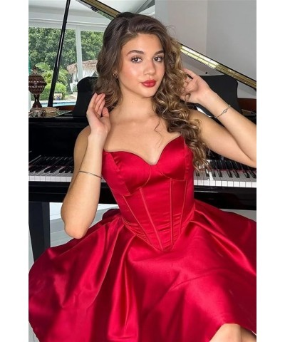 Sweetheart Short Homecoming Dresses for Teens Strapless Boned Bodice Corset Prom Dress Formal Cocktail Evening Gown Burgundy ...