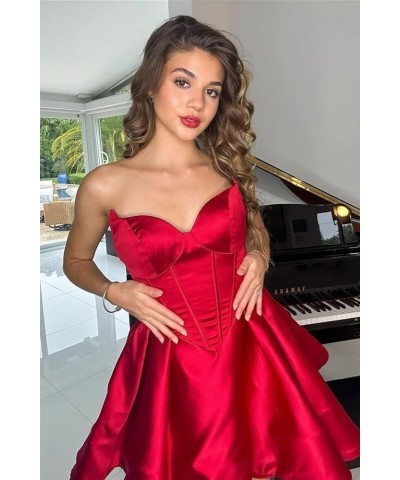 Sweetheart Short Homecoming Dresses for Teens Strapless Boned Bodice Corset Prom Dress Formal Cocktail Evening Gown Burgundy ...