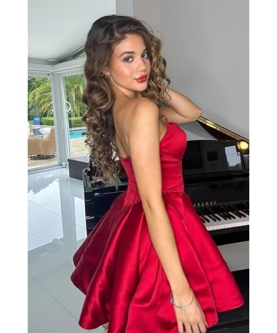 Sweetheart Short Homecoming Dresses for Teens Strapless Boned Bodice Corset Prom Dress Formal Cocktail Evening Gown Burgundy ...