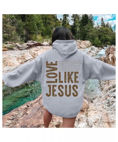 Jesus Loves You Hoodies For Women Oversized Letter Print Hooded Pullover Tops Casual Long Sleeve Sweatshirts Graphic Tunics A...