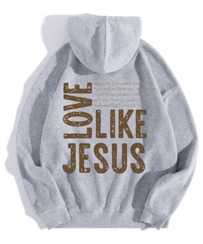 Jesus Loves You Hoodies For Women Oversized Letter Print Hooded Pullover Tops Casual Long Sleeve Sweatshirts Graphic Tunics A...