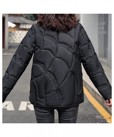 Puffer Jacket Womens Long Sleeve Padded Jacket With Down Padded Jacket Black $16.32 Jackets