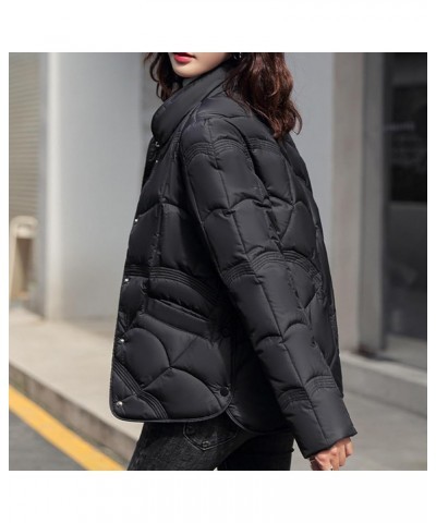 Puffer Jacket Womens Long Sleeve Padded Jacket With Down Padded Jacket Black $16.32 Jackets