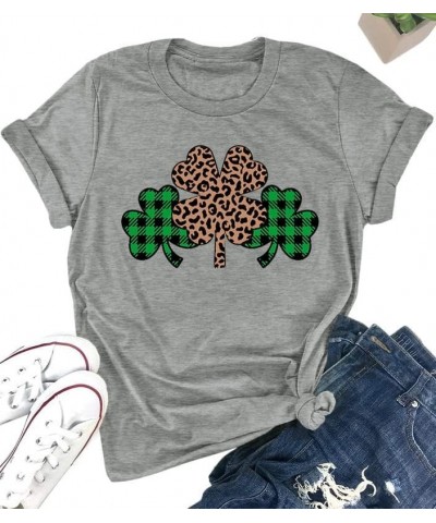 St Patrick's Day Womens Crew Neck Short Sleeve T-Shirt Shamrock Leopard $11.79 T-Shirts