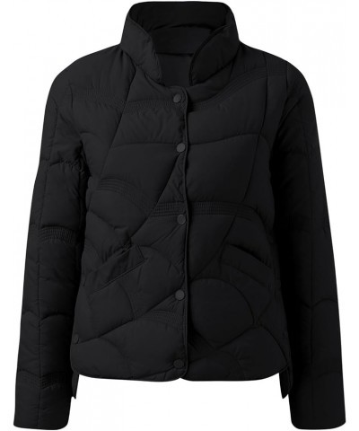 Puffer Jacket Womens Long Sleeve Padded Jacket With Down Padded Jacket Black $16.32 Jackets