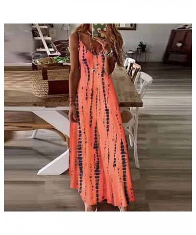 Women's Cute Summer Dresses Sleeveless Loose V-Neck Plain Maxi Dresses Casual Long Dress Short Dresses 2022 Orange $11.87 Dre...