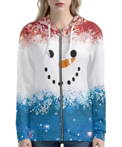 Zip Up Hoodie Women Long Sleeve Drawstring Sweatshirt Jackets Streetwear Snowman $16.27 Hoodies & Sweatshirts