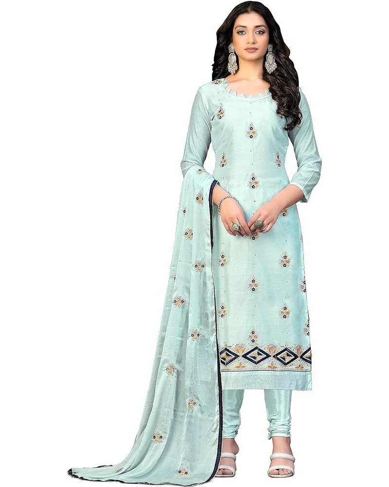 Indian Designer Embroidered Salwar Suit with Dupatta for Womens Regular & Occasional Wear Light Sea Green,36 $31.29 Suits