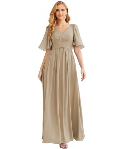 Chiffon Bridesmaid Dresses for Women Wedding Long Party Prom Dress Taupe $58.76 Dresses