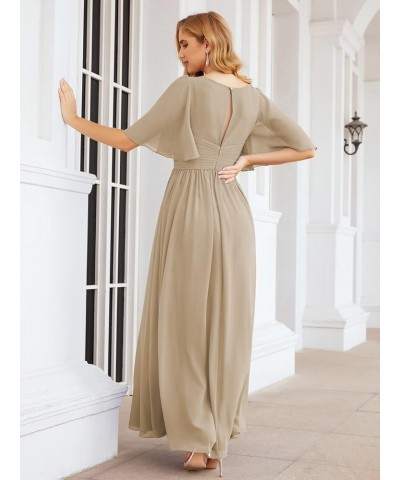 Chiffon Bridesmaid Dresses for Women Wedding Long Party Prom Dress Taupe $58.76 Dresses