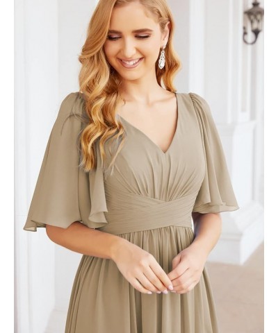 Chiffon Bridesmaid Dresses for Women Wedding Long Party Prom Dress Taupe $58.76 Dresses