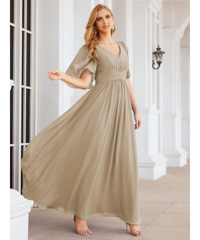 Chiffon Bridesmaid Dresses for Women Wedding Long Party Prom Dress Taupe $58.76 Dresses