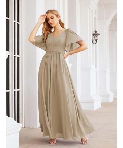 Chiffon Bridesmaid Dresses for Women Wedding Long Party Prom Dress Taupe $58.76 Dresses