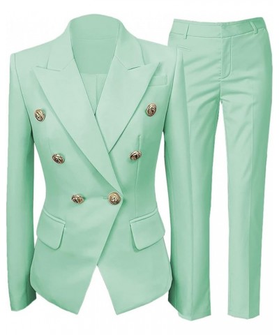 New 2 Piece Set Women Suit Long Sleeve Business Meeting Solid Blazer and Pant Sets Office Elegant Professional Mint Green $23...