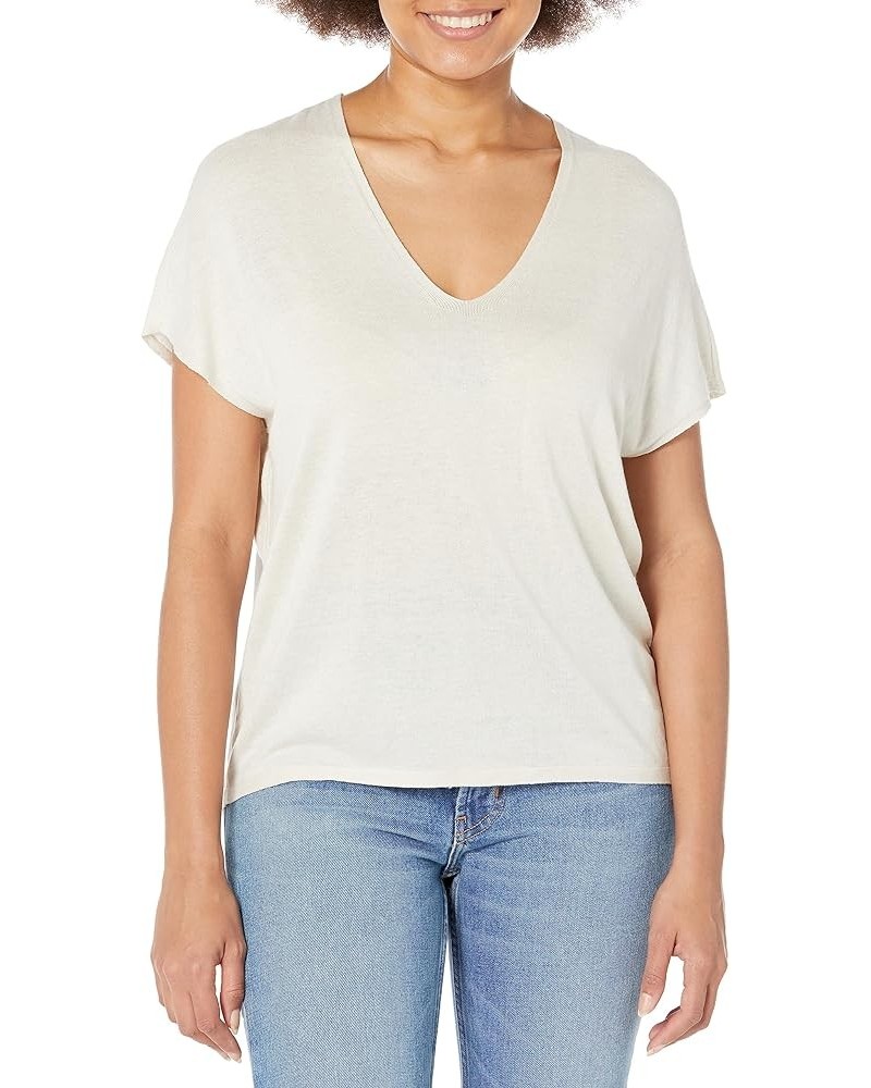 Women's Relaxed V Sweater Tee Pale Sisal $40.47 Sweaters