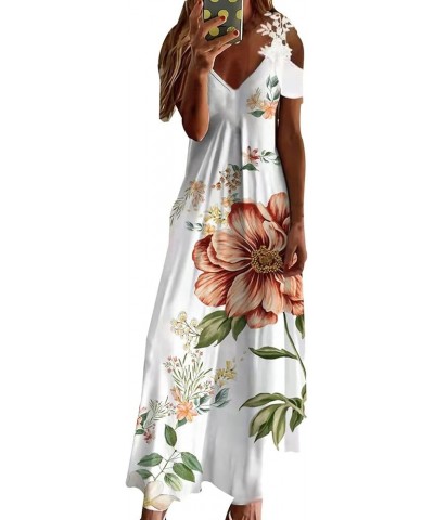 Summer Dresses for Women 2023 Long Sleeve Floral V Neck Maxi Dress Casual Fashion Beach Dresses H012 Orange $9.87 Others