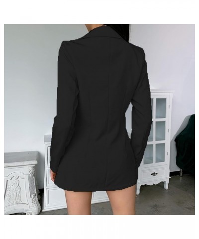 Women 2 Piece Outfits Long Sleeve Blazer & Short Suits Casual Tops & Bottoms Set 00 Black $19.80 Suits