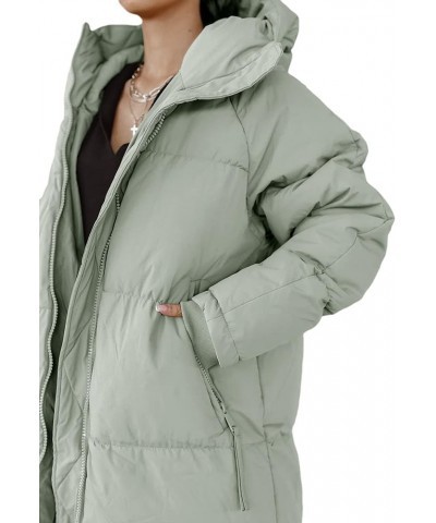 Womens Hooded Long Quilted Coat Maxi Length Long Sleeve Puffer Jacket Warm Padded Coat Thick Winter Outerwear Light Green $45...