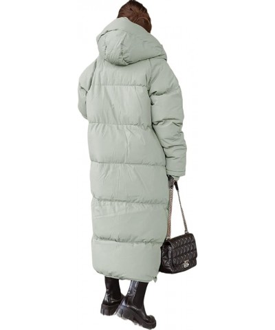 Womens Hooded Long Quilted Coat Maxi Length Long Sleeve Puffer Jacket Warm Padded Coat Thick Winter Outerwear Light Green $45...