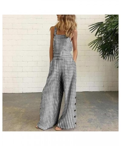 2024 Jumpsuits for Women Summer Dressy Casual One Piece Outfits Sleeveless Tank Tops Belted Wide Leg Long Pant Romper Black $...