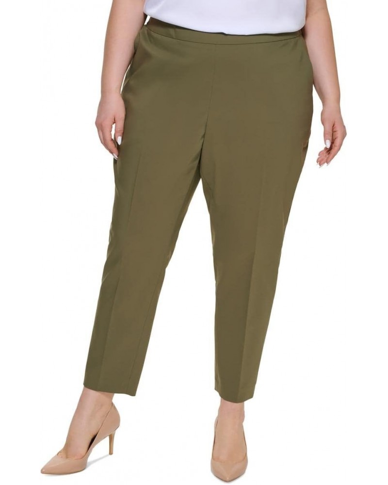 Womens Plus Slim Leg Office Cropped Pants Green 18W $14.54 Pants