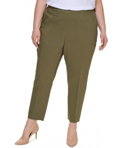 Womens Plus Slim Leg Office Cropped Pants Green 18W $14.54 Pants