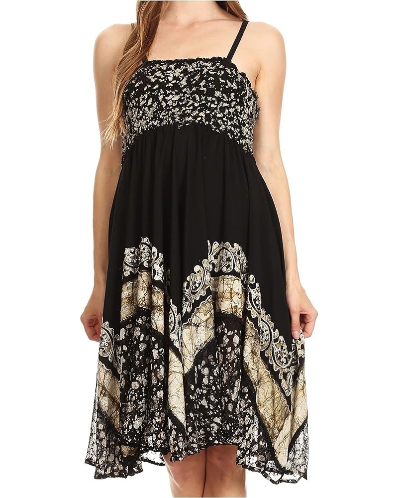 Aphrodite Embroidered Batik Dress Black / White $26.39 Dresses