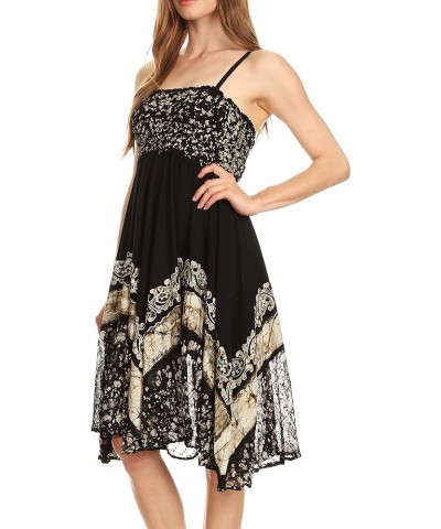 Aphrodite Embroidered Batik Dress Black / White $26.39 Dresses