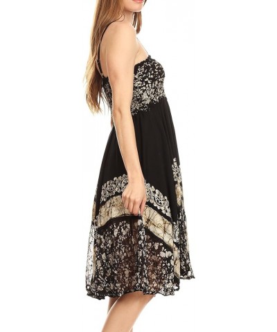 Aphrodite Embroidered Batik Dress Black / White $26.39 Dresses