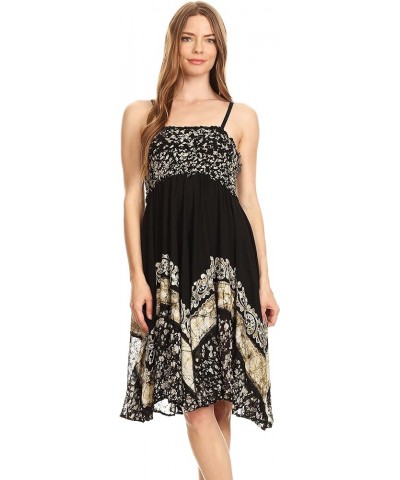 Aphrodite Embroidered Batik Dress Black / White $26.39 Dresses