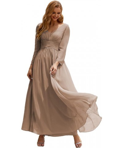 Prom Gowns Women V Neck Plus Size Wrap Long Sleeve Maxi Dress Evening Party Taupe $49.40 Dresses