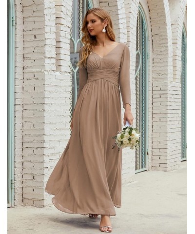 Prom Gowns Women V Neck Plus Size Wrap Long Sleeve Maxi Dress Evening Party Taupe $49.40 Dresses