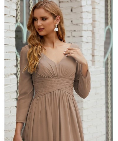 Prom Gowns Women V Neck Plus Size Wrap Long Sleeve Maxi Dress Evening Party Taupe $49.40 Dresses