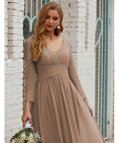 Prom Gowns Women V Neck Plus Size Wrap Long Sleeve Maxi Dress Evening Party Taupe $49.40 Dresses