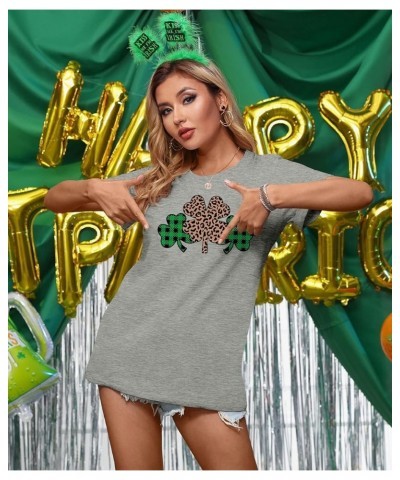 St Patrick's Day Womens Crew Neck Short Sleeve T-Shirt Shamrock Leopard $11.79 T-Shirts