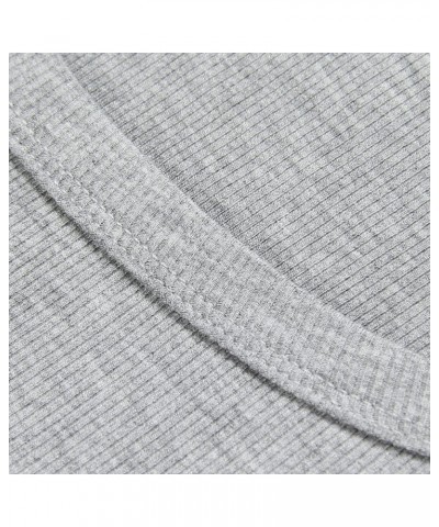 Women's Short Sleeve Square Neck Ribbed Knit Slim Fitted Casual Basic Crop Top Grey $12.97 T-Shirts