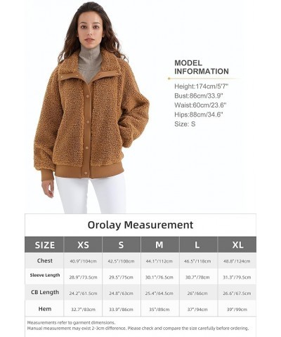 Women's Sherpa Fleece Jacket Oversized Winter Coat Long Sleeve Button Outwear Khaki $39.90 Jackets