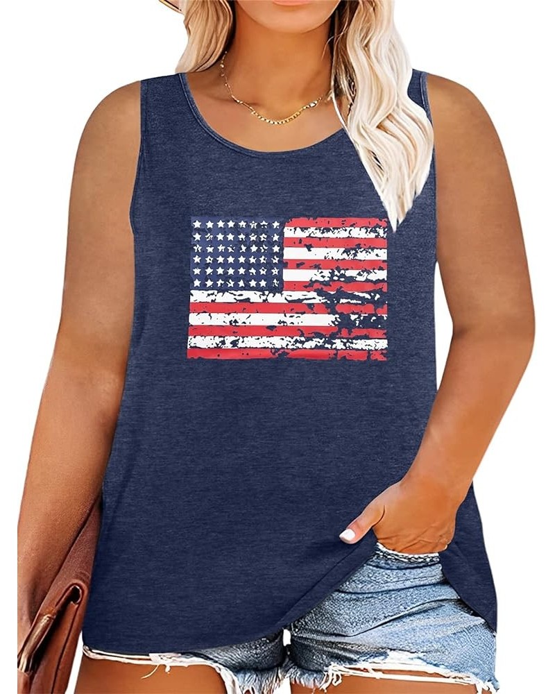 Women Plus Size American Flag Shirt Casual Short Sleeve 4th of July Shirt for Independence Day (1X-4X) B-blue4 $14.74 Tanks