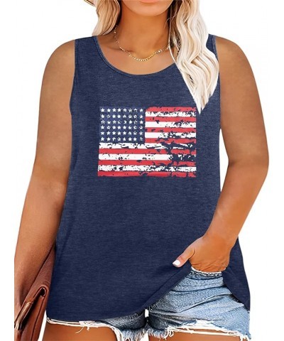 Women Plus Size American Flag Shirt Casual Short Sleeve 4th of July Shirt for Independence Day (1X-4X) B-blue4 $14.74 Tanks